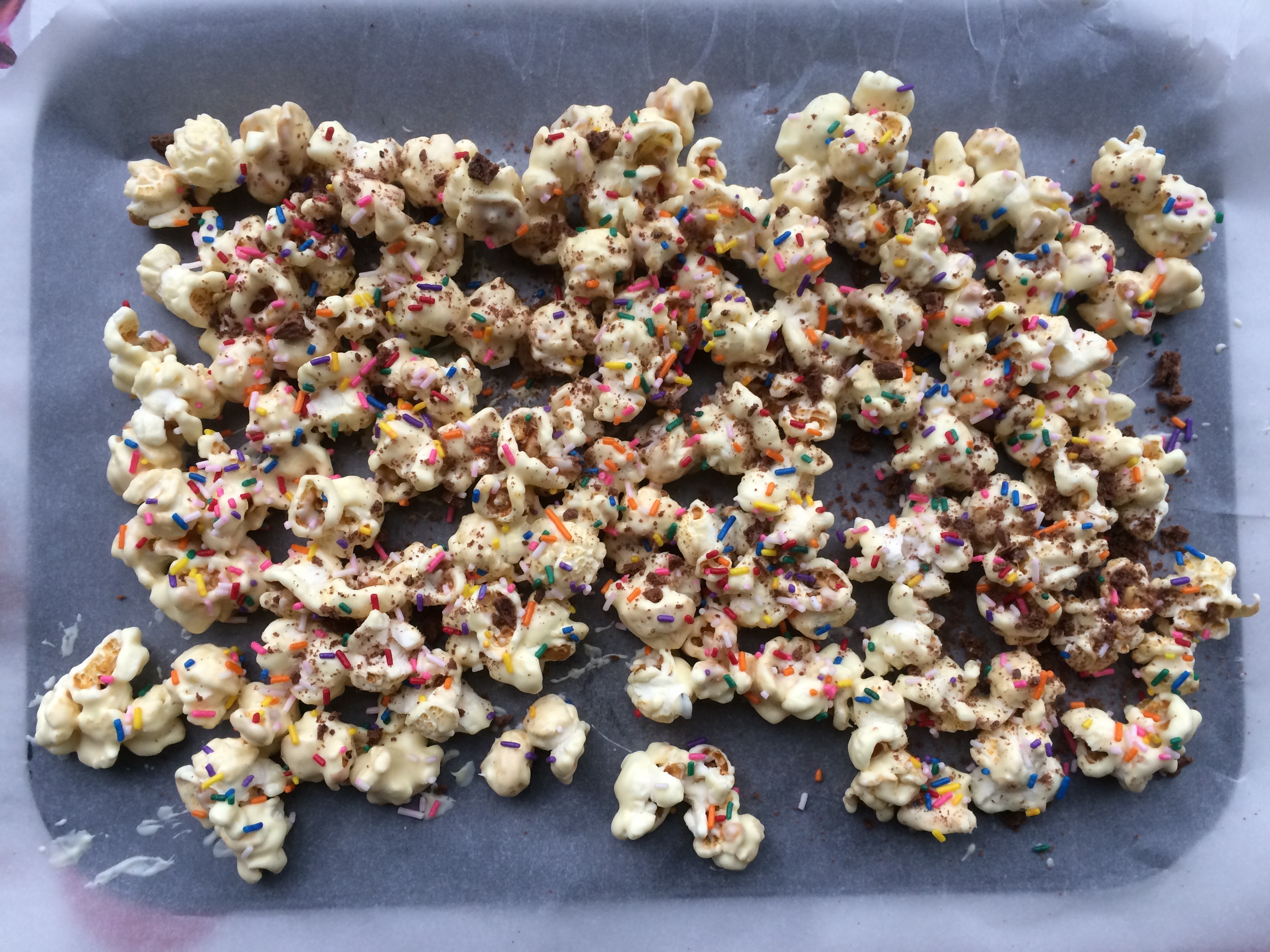 white chocolate confetti popcorn